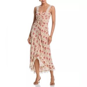 Cinq a Sept Stevie Ruched Lace Trim Cocktail Dress